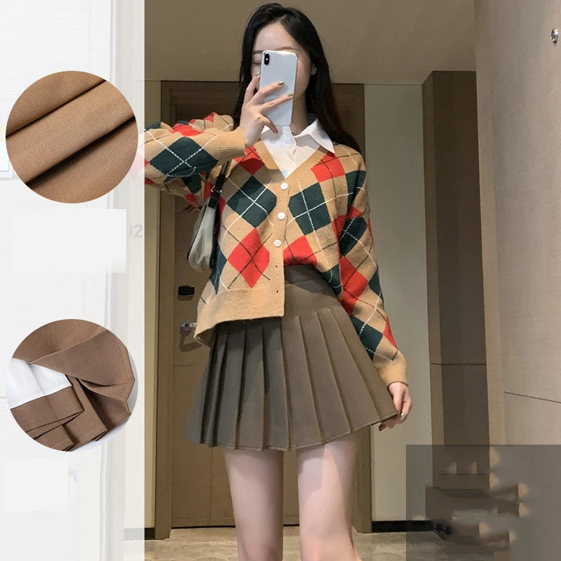 Women Sexy Skirts Slim Preppy A-Line Mini Wide Leg High Waist Harajuku Skirts Women Pleated Mini Skirts Spring Autumn