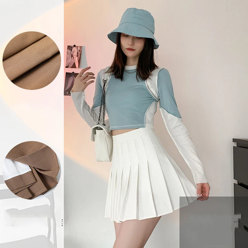 Women Sexy Skirts Slim Preppy A-Line Mini Wide Leg High Waist Harajuku Skirts Women Pleated Mini Skirts Spring Autumn