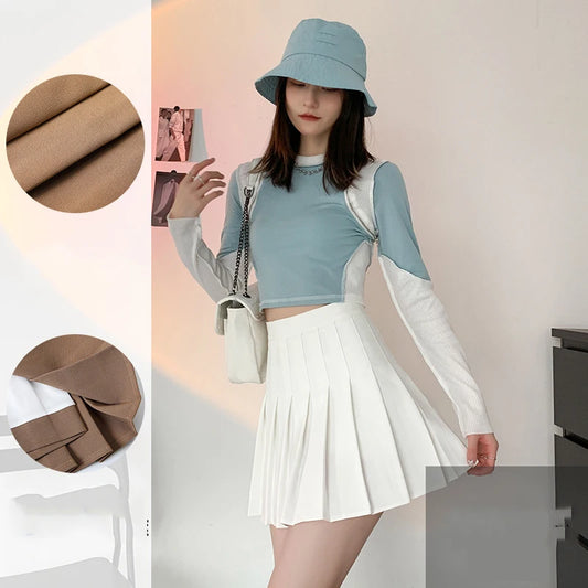 Women Sexy Skirts Slim Preppy A-Line Mini Wide Leg High Waist Harajuku Skirts Women Pleated Mini Skirts Spring Autumn