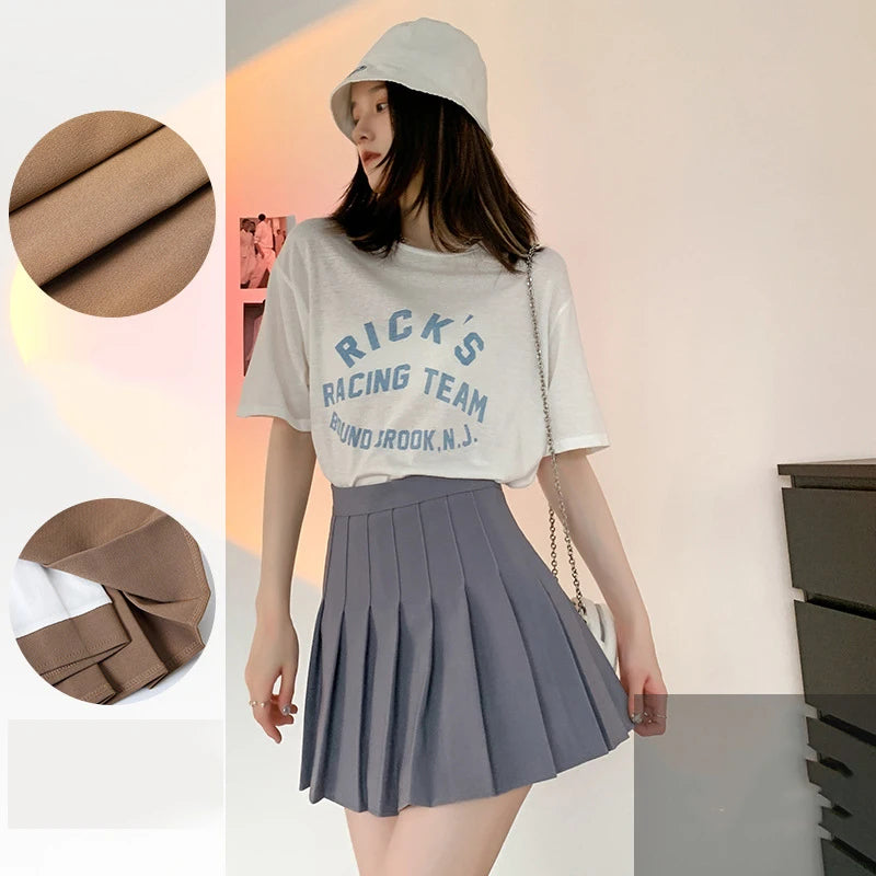 Women Sexy Skirts Slim Preppy A-Line Mini Wide Leg High Waist Harajuku Skirts Women Pleated Mini Skirts Spring Autumn