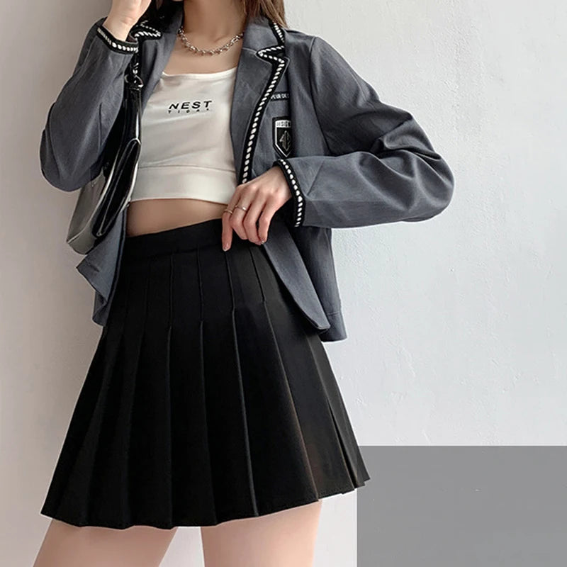 Women Sexy Skirts Slim Preppy A-Line Mini Wide Leg High Waist Harajuku Skirts Women Pleated Mini Skirts Spring Autumn