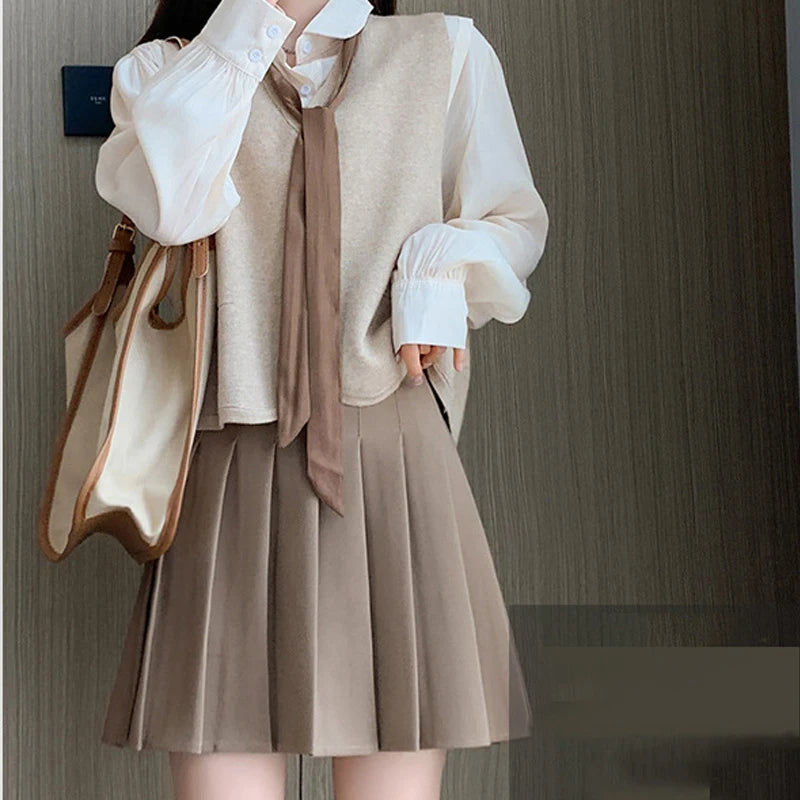 Women Sexy Skirts Slim Preppy A-Line Mini Wide Leg High Waist Harajuku Skirts Women Pleated Mini Skirts Spring Autumn