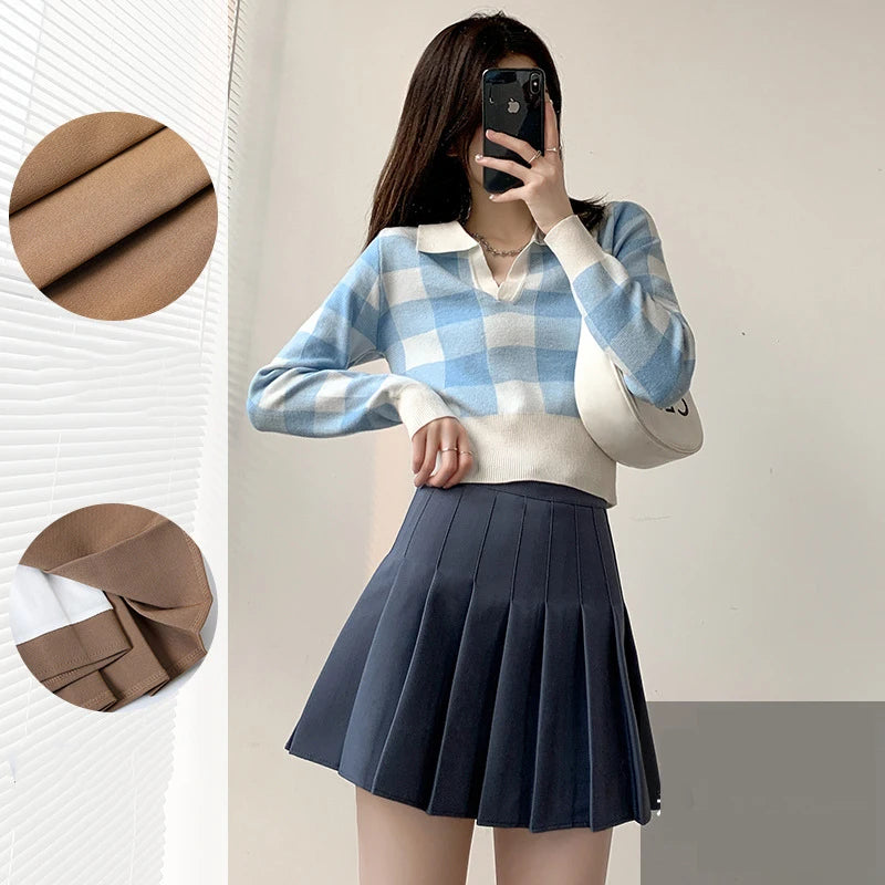 Women Sexy Skirts Slim Preppy A-Line Mini Wide Leg High Waist Harajuku Skirts Women Pleated Mini Skirts Spring Autumn