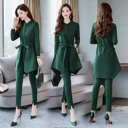 New Womens Two Piece Sets Korean Woman Clothes Sets plus Size Two Piece Tweed Tracksuit Solid Color Women'S Overalls Suits